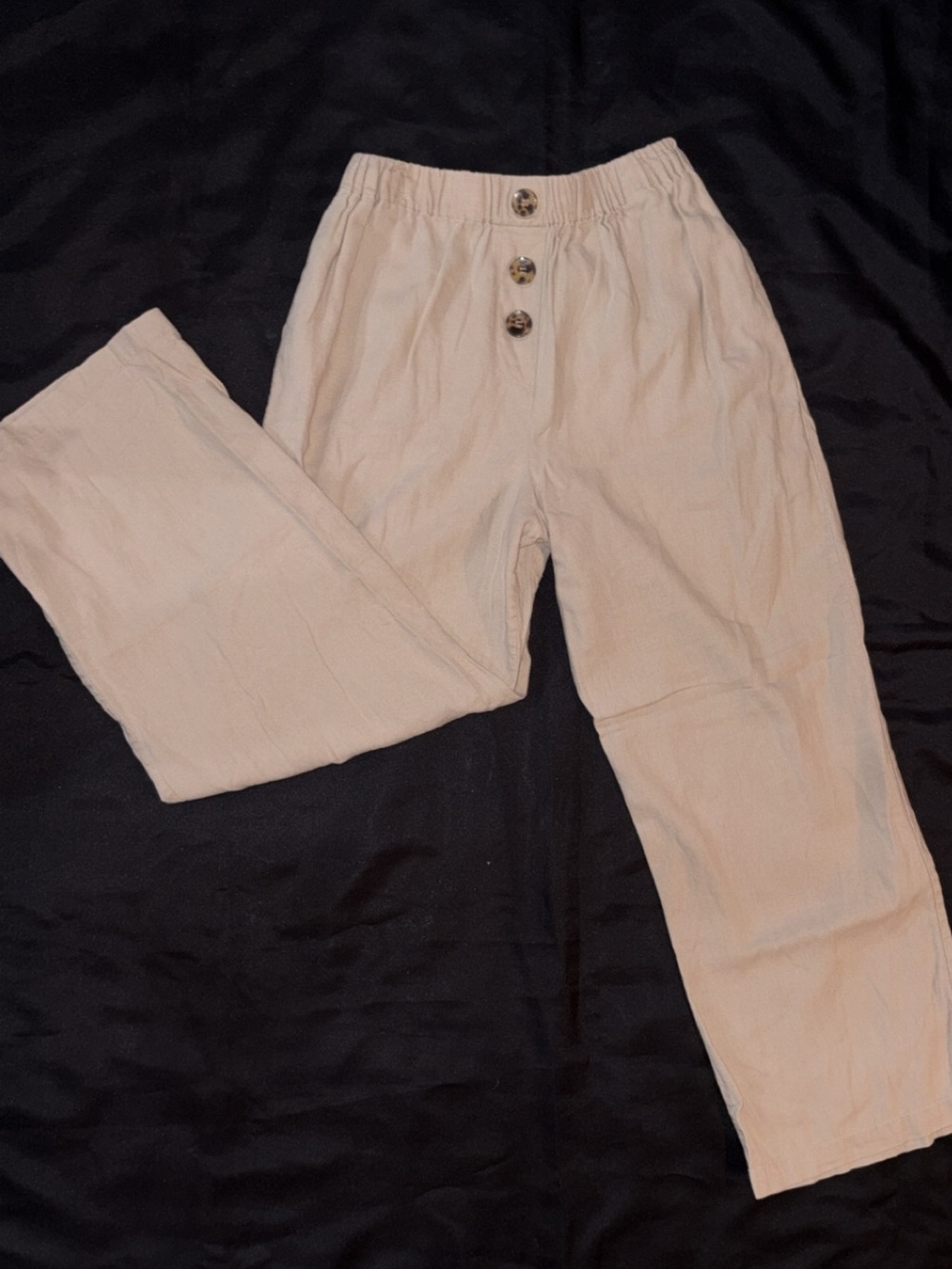 june & hudson Cream Button-Front Chino Pants